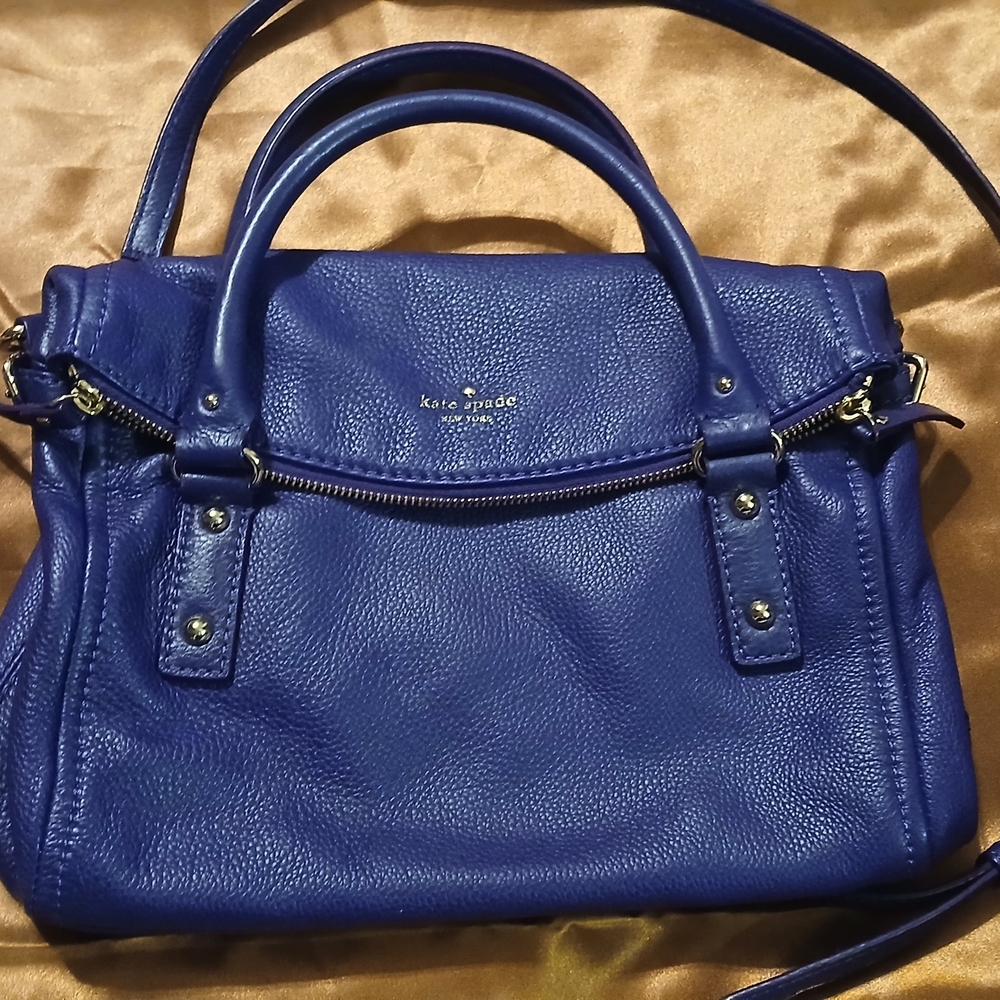 Kate Spade Cobble Hill Small Leslie Satchel Purple Pebbled Leather Crossbody - Picture 14 of 14